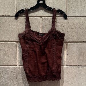 Bebe Dark Brown Lace Cami Top